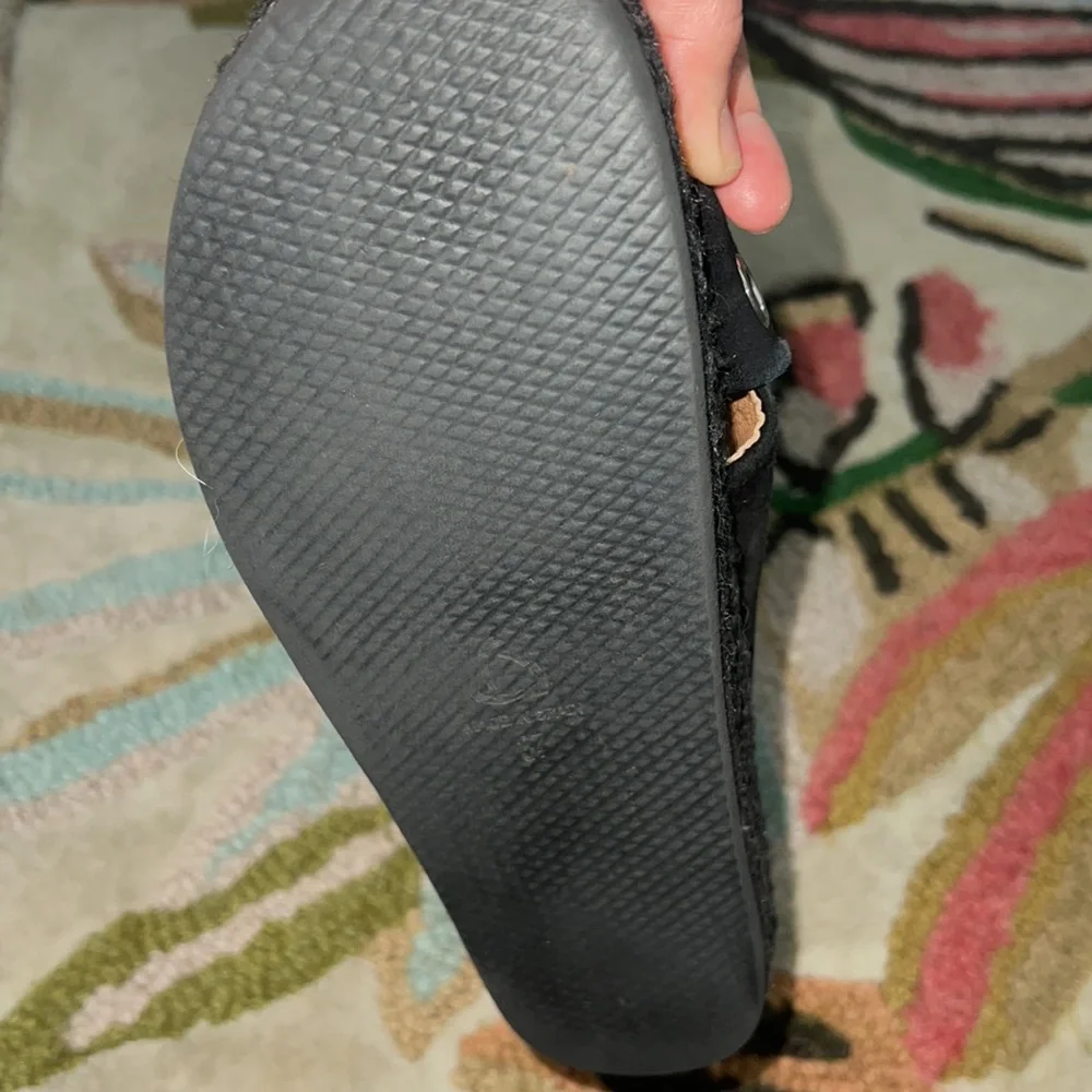 Leather star and metal grommet woven espadrille flats